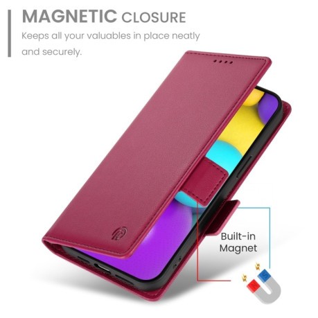 Чохол-книжка Side Buckle Magnetic Frosted Leather для iPhone 16 - винно-червоний