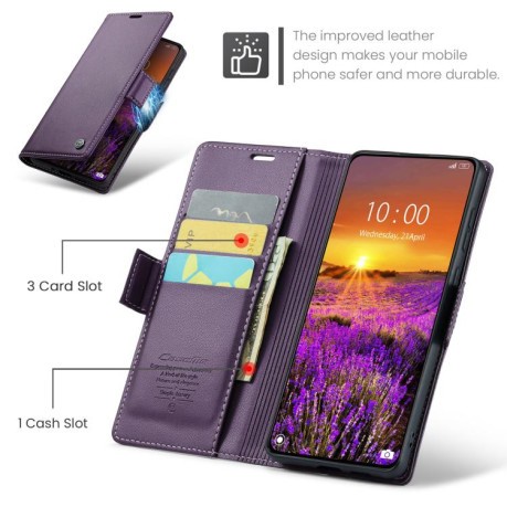 Чохол-книжка CaseMe 023 Butterfly Buckle Litchi RFID Anti-theft Leather для Xiaomi Poco X7 Pro - фіолетовий