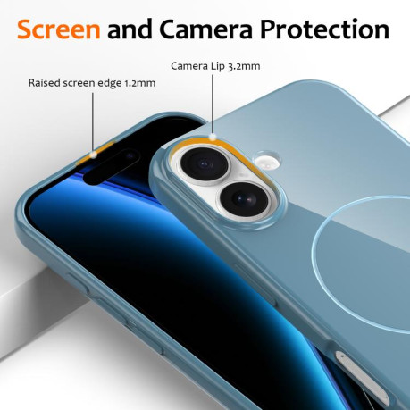 Противоударный чехол Glossy TPU Shockproof MagSafe на iPhone 17 - синий