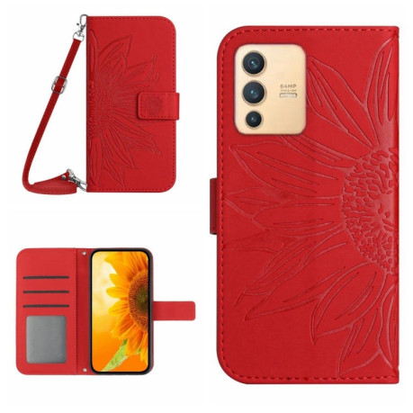 Чехол-книжка Skin Feel Sun Flower для Vivo V23 5G - красный
