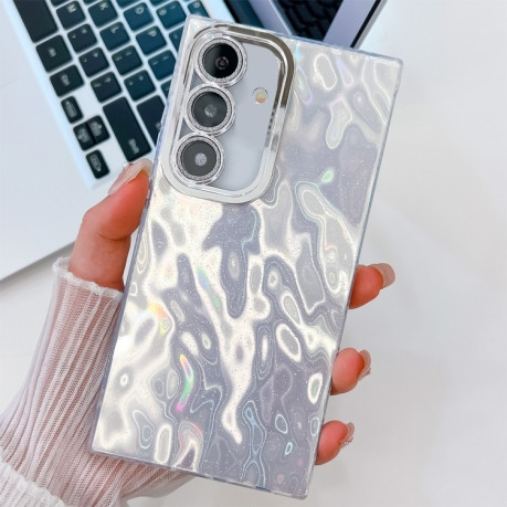 Протиударний чохол Plating Glitter Texture TPU with Lens Film для Samsung Galaxy S25+ 5G - White Wrinkles