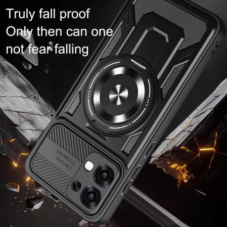 Противоударный чехол Armor Rotating Holder MagSafe на OPPO A6 Pro Global — красный
