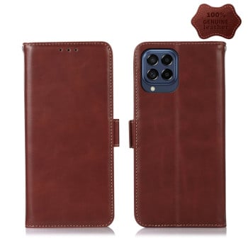 Кожаный чехол-книжка Crazy Horse Top Layer для Samsung Galaxy M53 5G - коричневый