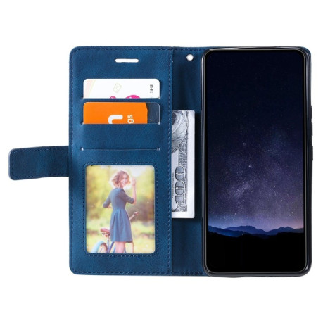 Чехол-книжка Skin Feel Splicing для iPhone 16 Pro Max - синий