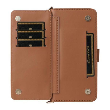Чехол-книжка Multifunctional 6-Card Slots Leather на Realme GT 7 Pro - коричневий
