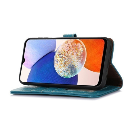Кожаный чехол-книжка KHAZNEH Genuine Leather RFID для Xiaomi Redmi Note 14 4G - синий
