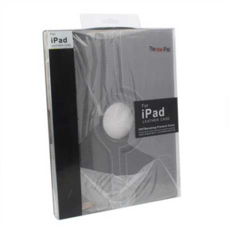 Кожаный Чехол 360 Degree черно-серый для iPad 4/ 3/ 2