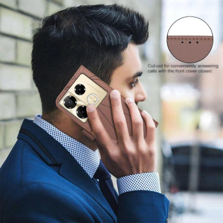 Чехол-книжка Geometric Pattern RFID Leather для Infinix Note 40 Pro 4G / 40 Pro+ 5G - коричневый