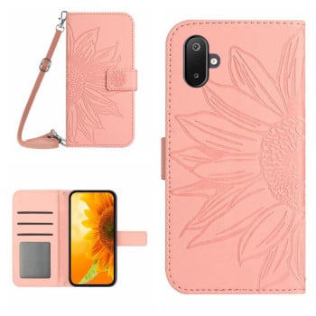 Чохол-книжка Skin Feel з малюнком соняшника на Samsung Galaxy F06 5G / M06 5G - рожевий