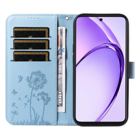 Чохол-книжка з тисненням Dandelion та магнітним хлястиком на OPPO A5X 5G Global - блакитний