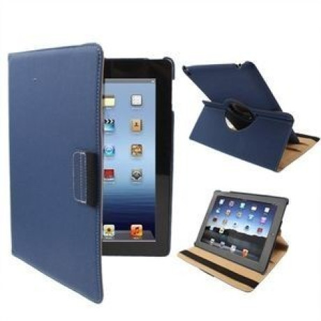 Кожаный Чехол 360 Degree синий для iPad 4/ 3/ 2
