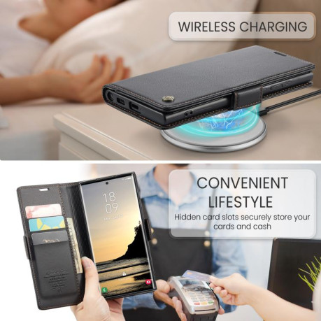 Чохол-книжка CaseMe 023 Butterfly Buckle Litchi Texture RFID Anti-theft Leather  для Samsung Galaxy S25 Ultra 5G - чорний