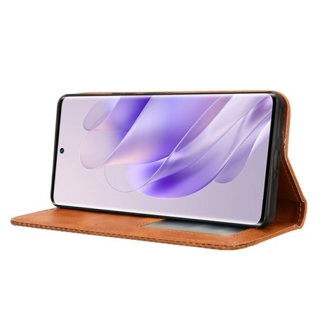 Чехол-книжка Magnetic Buckle Retro Crazy Horse Texture на Infinix Zero 30 4G - коричневый