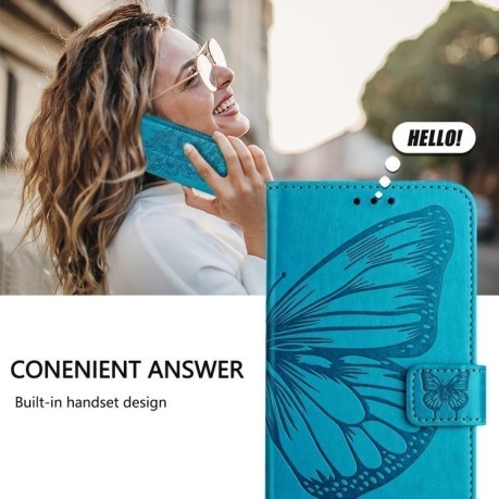 Чехол-книжка Embossed Butterfly для Realme GT 6T 5G Global - синий