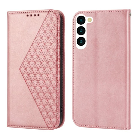 Чохол-книжка Cubic Grid Calf Texture для Samsung Galaxy S23 5G - рожевий