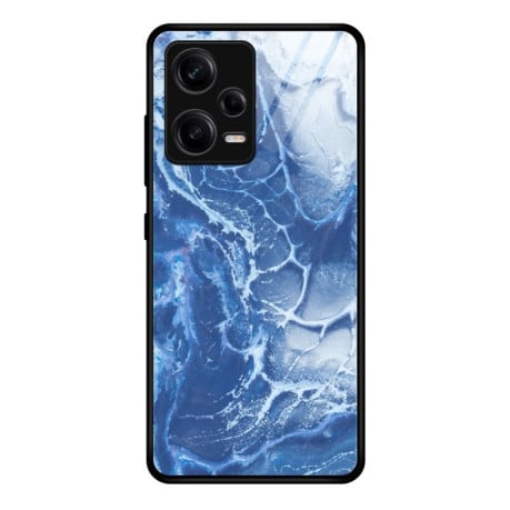 Протиударний скляний чохол Marble Pattern Glass на Xiaomi Redmi Note 12 Pro 5G - Blue Ocean