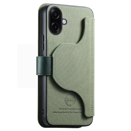 Чохол-книжка Twill Fabric з MagSafe RFID+кишенька на карт на Samsung Galaxy A07 4G / 5G - зелений