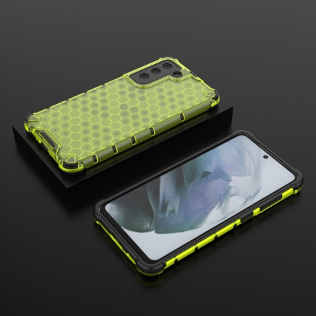 Противоударный чехол Honeycomb на Samsung Galaxy S21 FE - зеленый