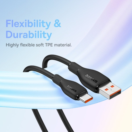Кабель Baseus Pudding Series 100W USB to Type-C Fast Charging Data Cable, Length:2m - черный