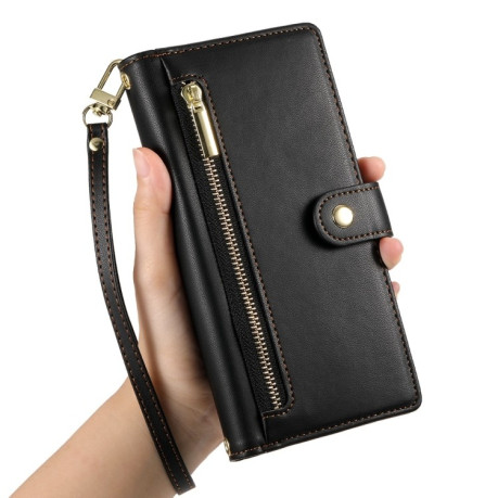 Чехол-кошелек Nine Card-slot Zipper Wallet Bag Leatherдля Samsung Galaxy S24 FE 5G - черный