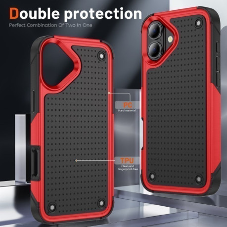 Противоударный чехол PC + TPU Shockproof Protective для  iPhone 16 - Red+Black