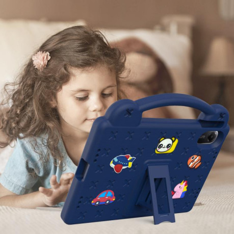Противоударный чехол EVA Handle Kickstand Children для Xiaomi Redmi Pad 2 11 2025 - синій