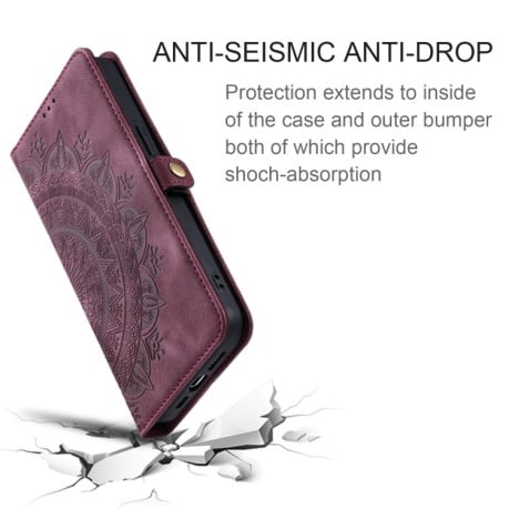 Чохол-книжка Totem Embossed Magnetic Leather для Samsung Galaxy A16 5G - винно-червоний