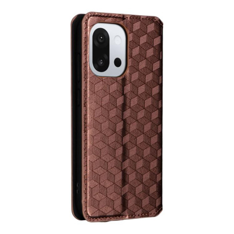 Чехол-книжка Cubic Grid Calf Texture для OnePlus 13T - коричневый