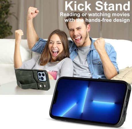 Противоударный чехол Wrist Strap Holder на iPhone 14 Pro - зеленый