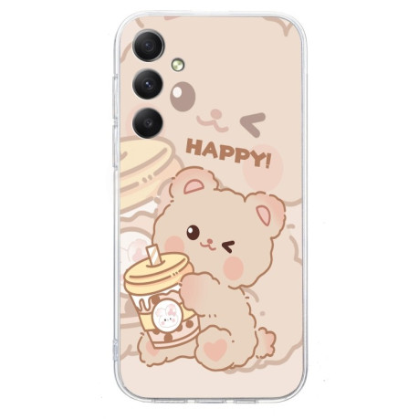 Чехол Colored Drawing Pattern Transparent TPU для Samsung Galaxy S24 FE 5G - Bear