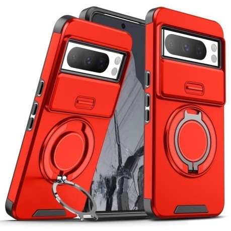 Протиударний чохол зі шторкою камери Sliding Camshield та кільцем-підставкою на Google Pixel 8 Pro - червоний