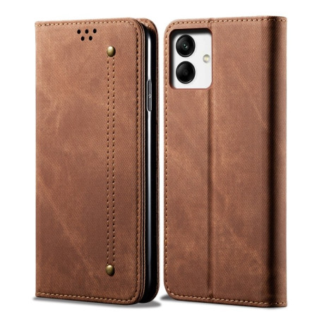 Чехол книжка Denim Texture Casual Style на Samsung Galaxy A04 4G - коричневый