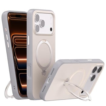 Чехол Contrast Color Rotation с подставкой 360 и Magsafe на iPhone 17 Pro - серый