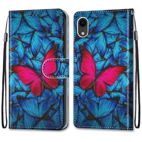 Чохол-книжка Coloured Drawing Cross для iPhone XR - Blue Red Butterfly