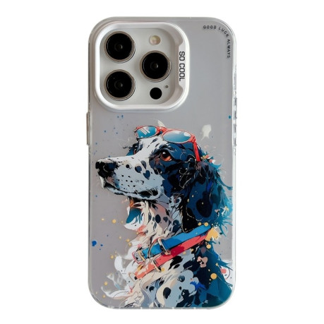 Чехол Animal Pattern Oil Painting Series для iPhone 15 Pro - Spotted Dog