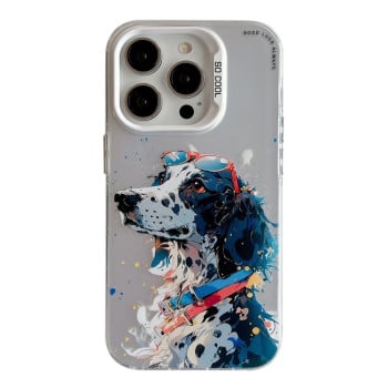 Чехол Animal Pattern Oil Painting Series для iPhone 15 Pro Max - Spotted Dog