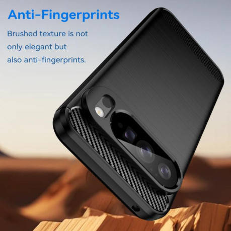Протиударний чохол Brushed Texture Carbon Fiber на Google Pixel 10 Pro XL - чорний