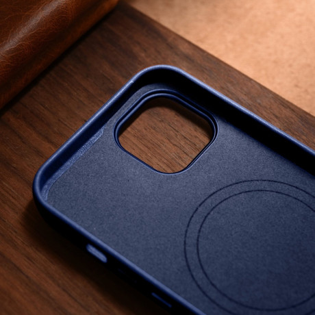 Шкіряний чохол iCarer Genuine Leather (MagSafe Compatible) для iPhone 14/13 - синій