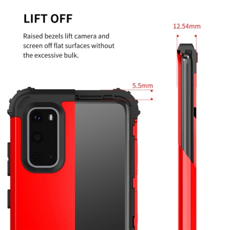 Противоударный чехол Three-piece Anti-drop на  Samsung Galaxy S20 - красный