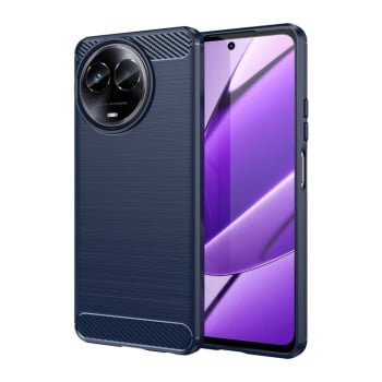 Противоударный чехол Brushed Texture Carbon Fiber на Realme 11 5G - синий