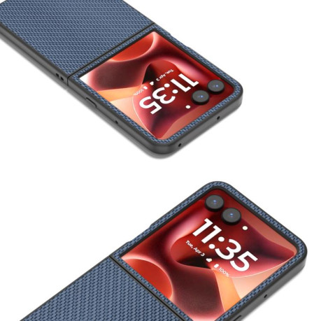 Ударозащитный чехол Carbon Fiber Texture Protective на Motorola Razr 60 Ultra - голубой