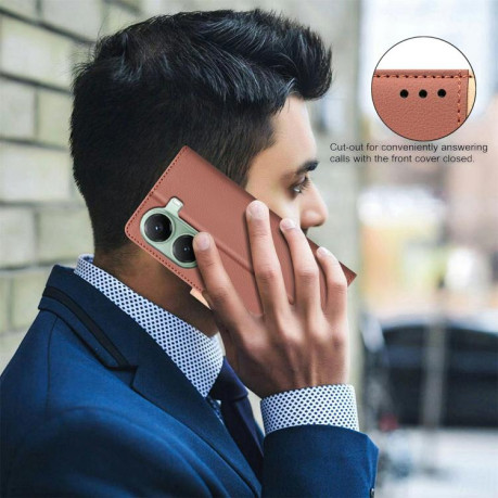 Чехол-книжка Color Matching RFID Anti-theft Leather для Xiaomi Poco X7 Pro - коричневый
