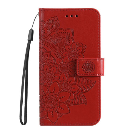 Чехол-книжка 7-petal Flowers Embossing для Samsung Galaxy S24 Ultra 5G - красный
