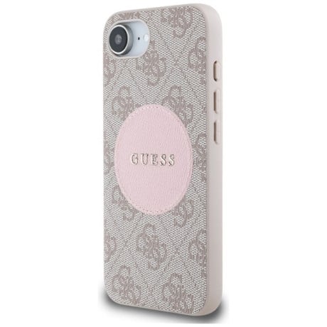 Оригинальный чехол Guess 4G Circle Classic MagSafe для iPhone 16e - Pink