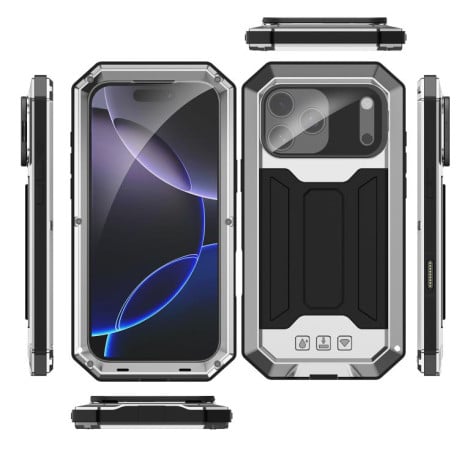 Протиударний чохол R-JUST захист камери + підставка на iPhone 17 Pro - сріблястий