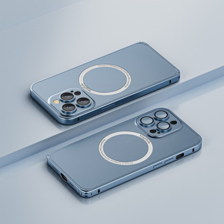 Противоударный чехол Frosted Lens MagSafe для iPhone 14 Pro Max - синий