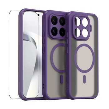 Чехол ENKAY Hat-Prince с MagSafe матовый+стекло на Xiaomi 17T 5G — фиолетовый