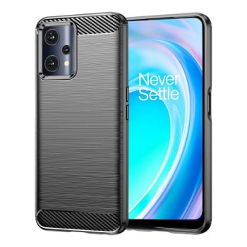 Противоударный чехол Brushed Texture Carbon Fiber на Realme 9 Pro/OnePlus Nord CE 2 Lite 5G - черный