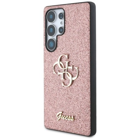Оригинальный чехол Guess Fixed Glitter Big 4G Metal Logo для Samsung Galaxy S25 Ultra - Pink
