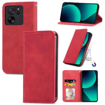 Чохол-книжка Retro Skin Feel Magnetic Flip Leather для Xiaomi 13T / 13T Pro - червоний